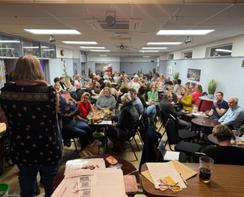 Quiz-host's view of packed out room of quiz teams